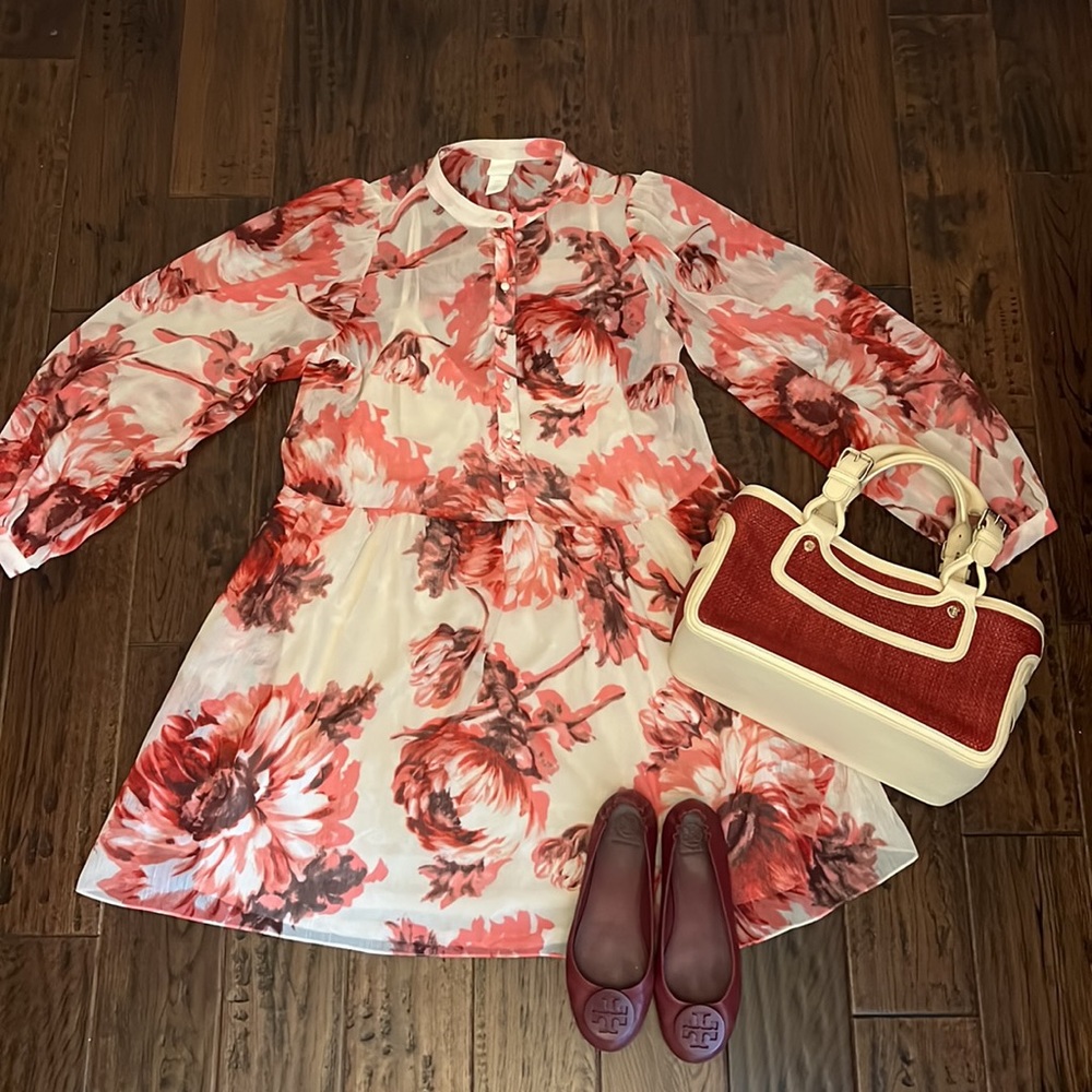 H&M chiffon look dress with slip